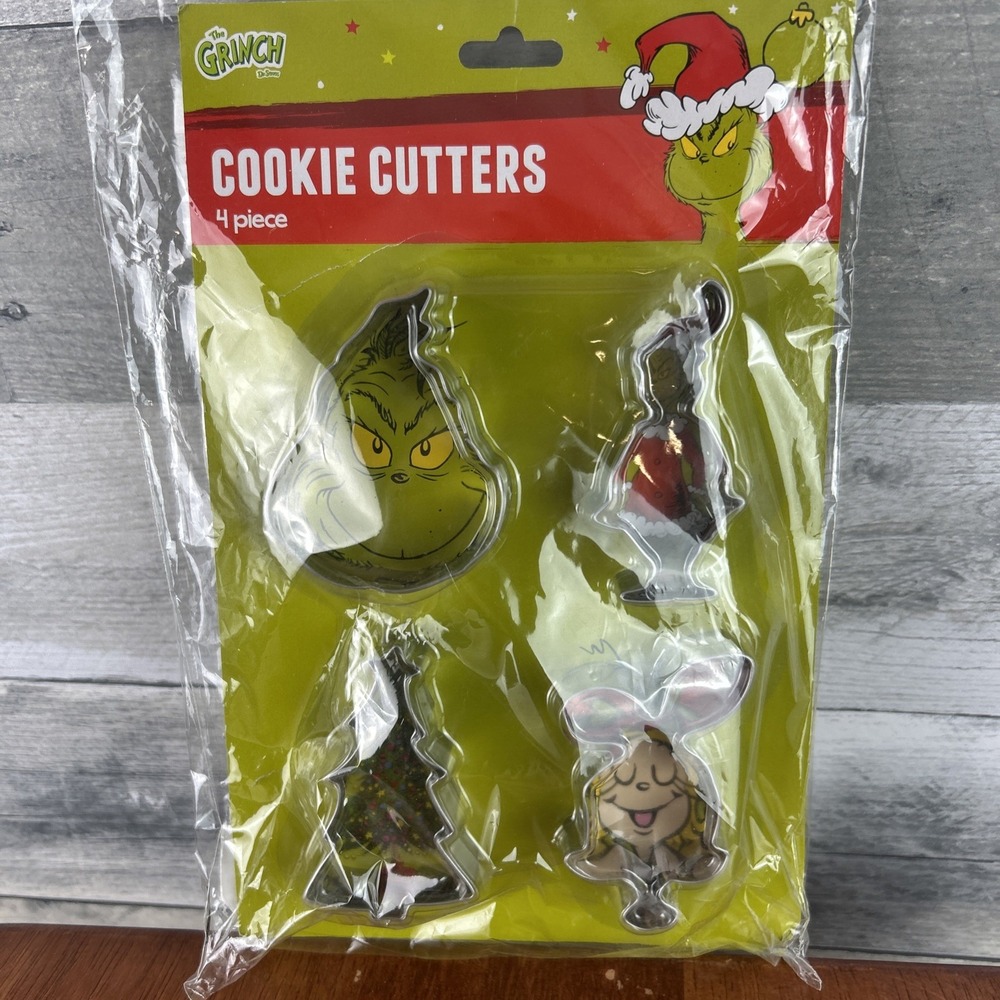 Dr. Seuss Cookie Cutter Set 4 Stainless Steel Christmas Grinch Cindy Lou Who